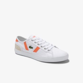 Lacoste Sideline Canvas and Suede Sneakers Dámské - Tenisky Bílé / Oranžové | CZ-5oJspm